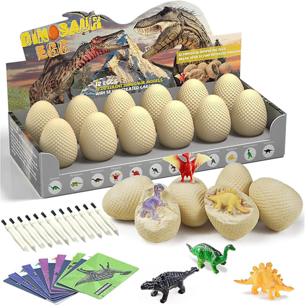 Dinosaurieæg - Dino Æg Grave Kit Dinosaurielegetøj Til Børn, Påskeæg Udgravning Opdag 12 Overraskelsesdinosaurer, Arkæologi Videnskabs Kit STE...
