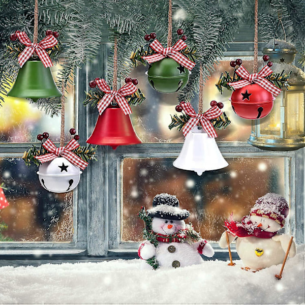 6 stk. juleklokker, julepynt, juleklokker, håndværksklokker, stjerneudskæringer, julejubilæumsklokker med kristtjørn