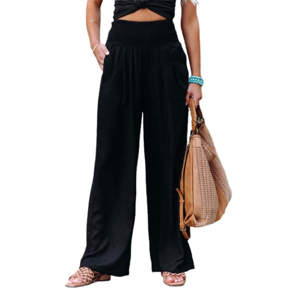Långa sommarbyxor för kvinnor med vida byxor med hög midja black XL 9e00 |  black | XL | Fyndiq