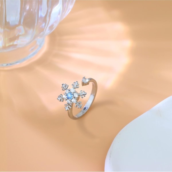1 st Silver Ångestring för Kvinnor, Snöflinga Julringar för Tonårsflickor, Fidget Ring för Dotter från Mamma, Till Min