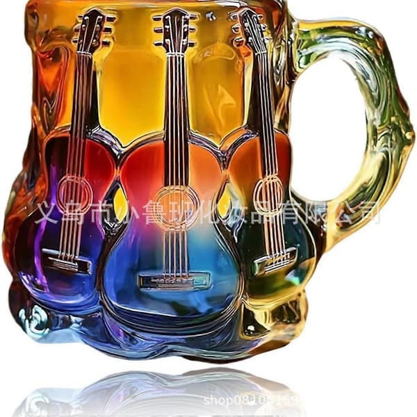 3D Gitarr Kaffemugg, färgglad Musikalisk Design Glasmugg, Samlarobjekt Present till Musikälskare 3D Gitarr Kaffemugg B