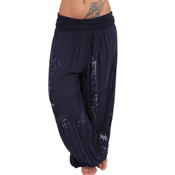 Kvinnor Boho Harem Pants Yoga Casual Baggy Hareem Byxa navy 4XL