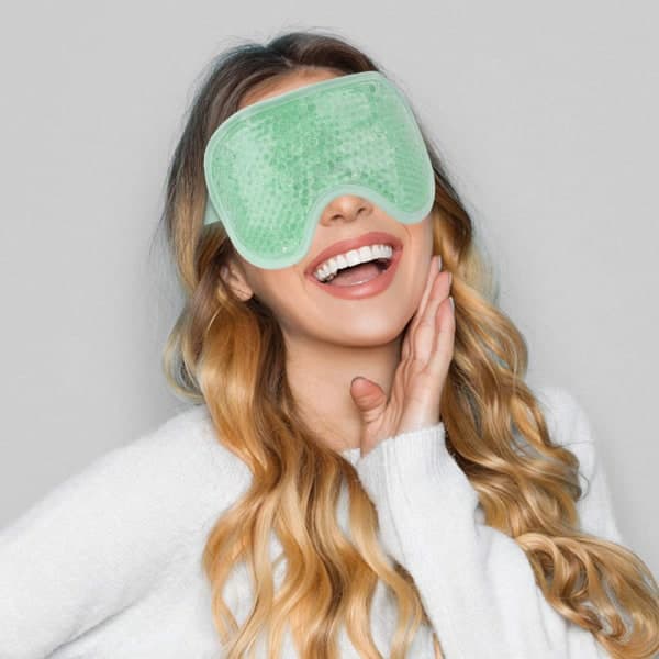 Øyemaske, gjenbrukbar perle-ispose, varm og kald terapi
