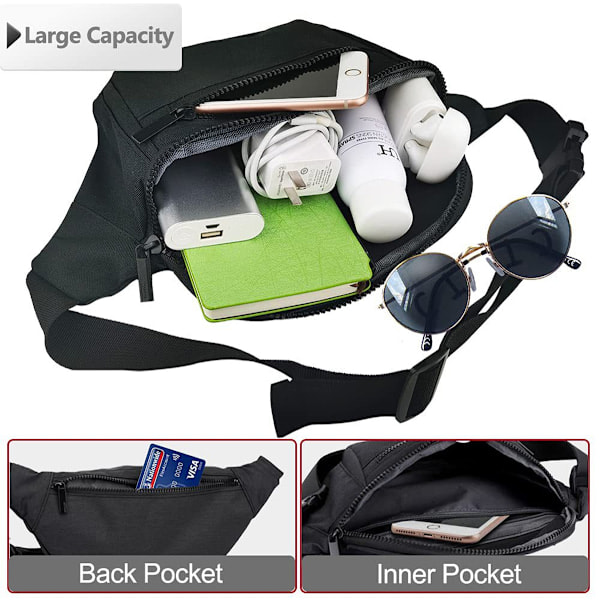 Fanny Pack för Kvinnor - Trendig Midjeväska, Bältesväska för Resor, Promenader, Löpning, Vandring, Cykling, Lätt att Bära Telefon, Plånbok
