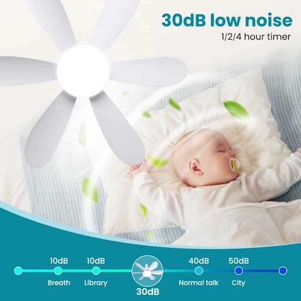 Loftventilator - 40W - 6 blade - 3 hastigheder - Støjsvag