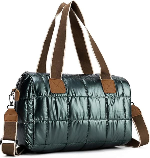 Pufferväska för kvinnor, quiltade crossbody-väskor, stor dunbomull, mjuk vadderad handväska