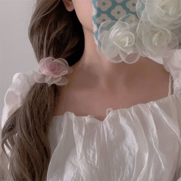 Hårklämmor, Rosa Blomma Hårklämmor Håraccessoarer, Set med 2 Eleganta Handgjorda Organza Kamelia Hårprydnader Bröllopsstylingverktyg
