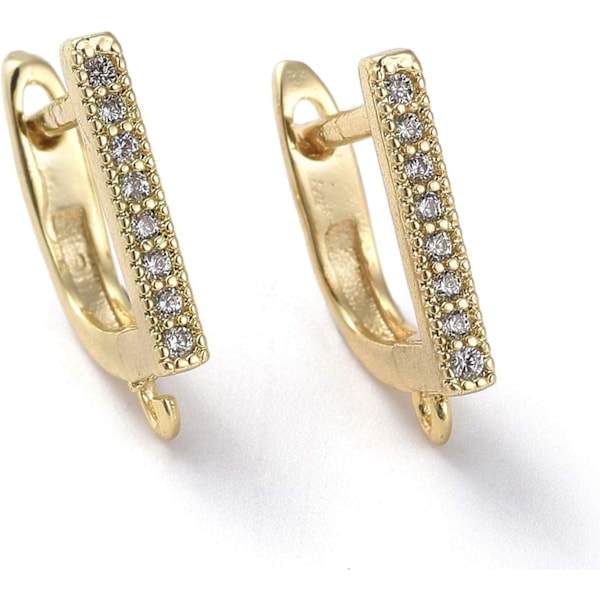 5 par/10 stk Cubic Zirconia Ørekroge Guldbelagt Messing Hævearmsøreringe 15x2mm til Kvinder Smykkefremstilling