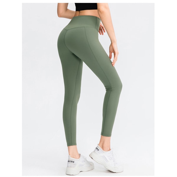 Womens High Waist Gym Leggings Fitness Löp Yoga Byxor Army Green S