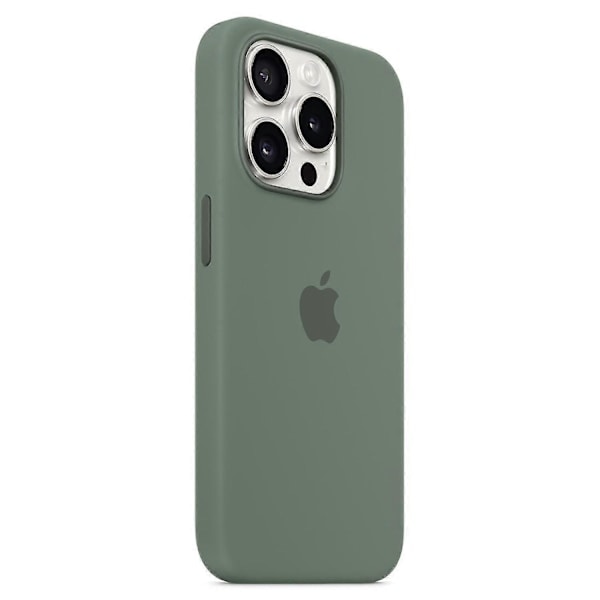 Silikonskal för iPhone 18 Pro, MagSafe-kompatibelt - Rosa green iPhone 15plus