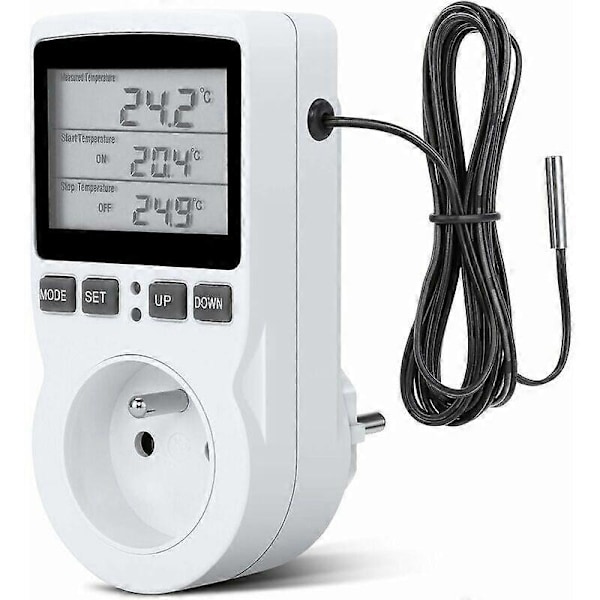 Programmerbar Termostatuttag med Sond för Uppvärmning, Växthus, Akvarium, Digital Programmerad Timer