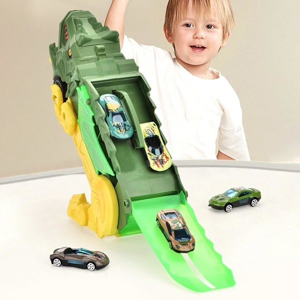 Dinosaurus Kuorma-auto Lelu, Rakennusajoneuvo Lasten Mielikuvitukselle ja Leikkiin Tummanvihreä