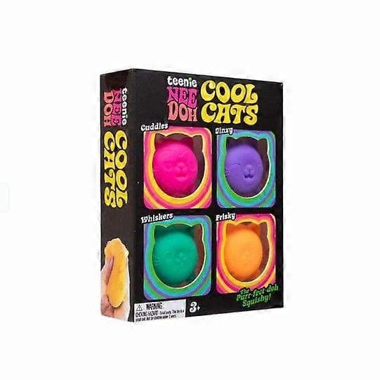 Kule katter Squishy, 4-pakning sukkerballdesign, angstlindrende klemme for sensorisk lek,