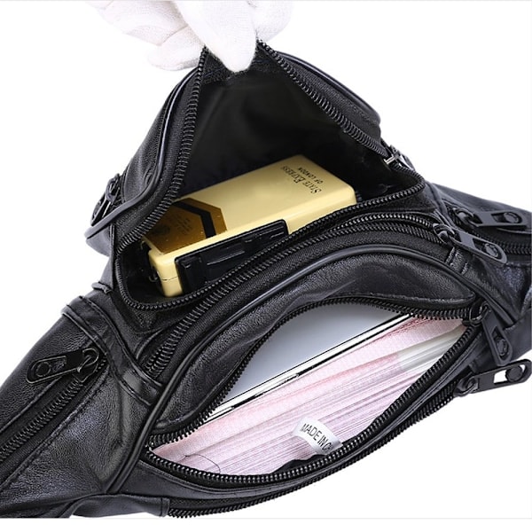 Bæltetaske Fanny Pack Brysttaske i læder-FS2--AD3- sort