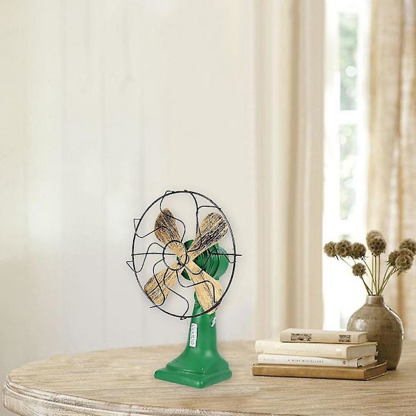 Retro Nostalgisk Fläkt Hem Vintage Fläkt Miniatyr Europa Stil Figurer Heminredning Grön