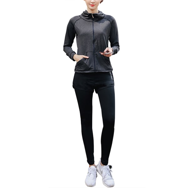 5. sæt for kvinnor löpning yoga bh leggings sæt Dark gray,XL