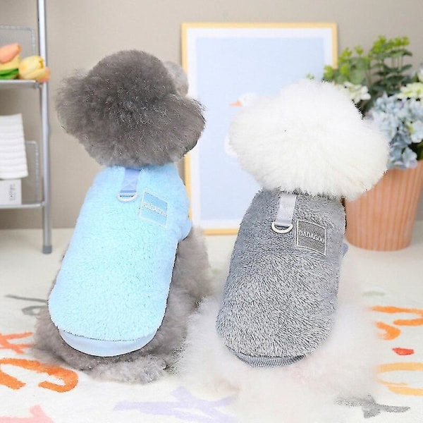 Mjuk fleece hundkläder för små medelstora hundar Vinter Varm Valp Kattväst Chihuahua Jacka Teddy Yorkie Shih Tzu Tröja 1 Himmelsblå XXL