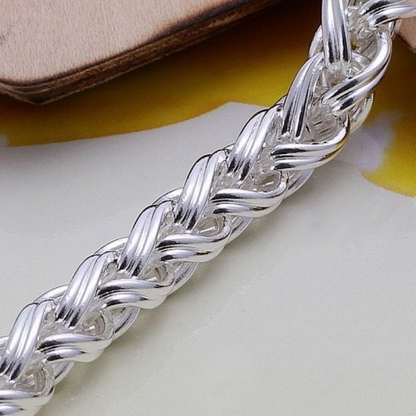 Grossist 925 Silverarmband för Män och Kvinnor med Kedja, Högkvalitativa Smycken, Alla Hjärtans Dag-present, Vackert och Elegant, 6 mm bredd