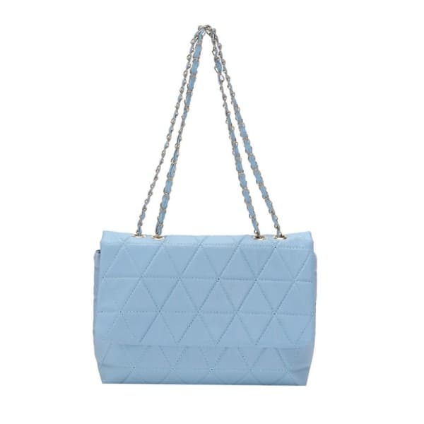 Broderad Rutig Flap Väska PU Läder Crossbody Väskor VIT vit