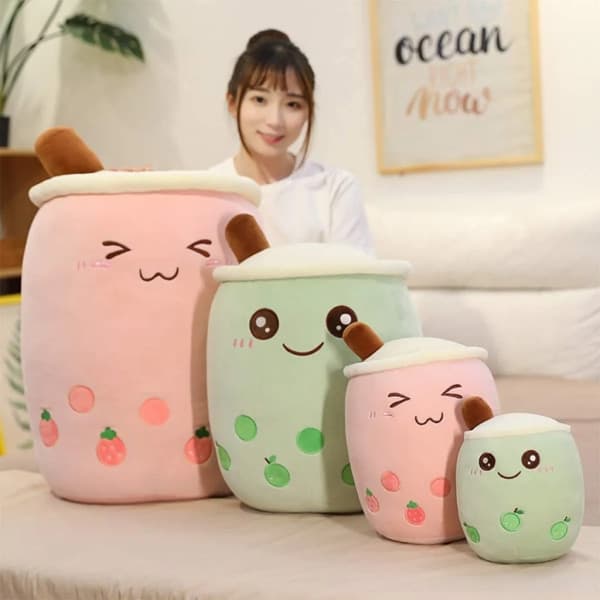 Bubble Tea Plyslegetøj Boba Kæledyr Bubble Tea Krammepude - 24cm