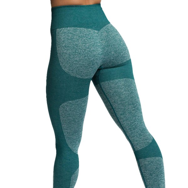 Mjuk stickad höft yoga byxor hög midja dam sport fritid Dark green S