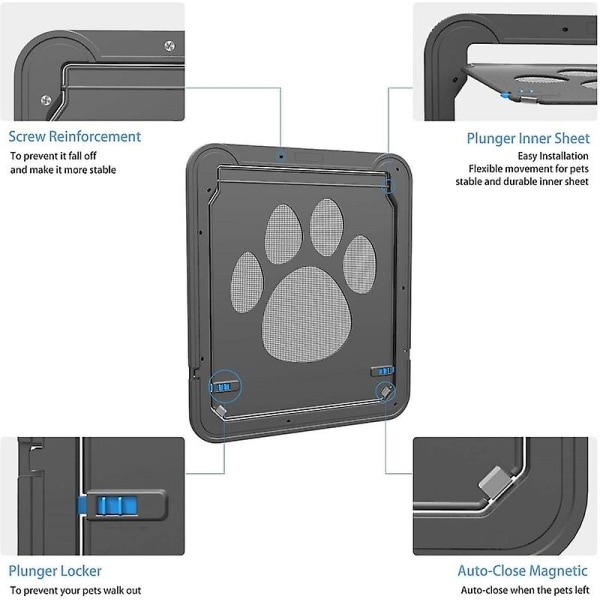 Låsbar magnetisk klapskærm Automatisk låsbar kæledyrsdør