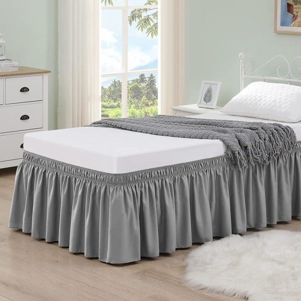 Bedskirt Elastisk Sängkappa Grå