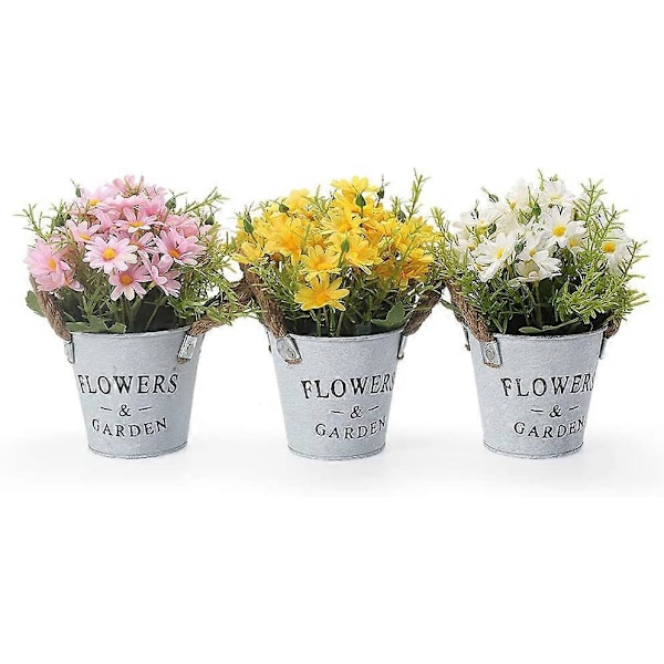 Konstgjorda Blommor Inomhus 3 st, med Metallkruka Konstgjord Växtdekoration