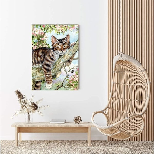 Skrivbordsdiamantmålningsset djur katt, 30*30cm ädelstensmålningsset, lämpligt för vuxna, DIY diamant skrivbordsdekoration (fjäril-P)