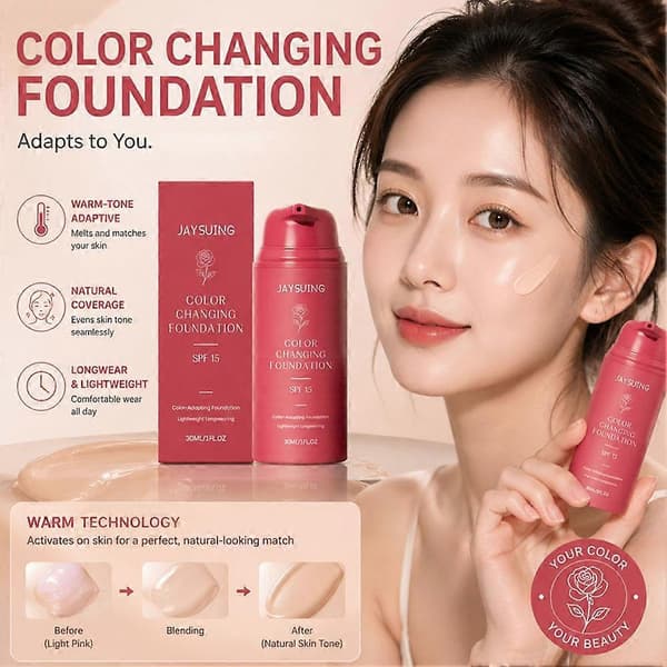 Hudtone-matchende fargeendrende foundation - 30ml