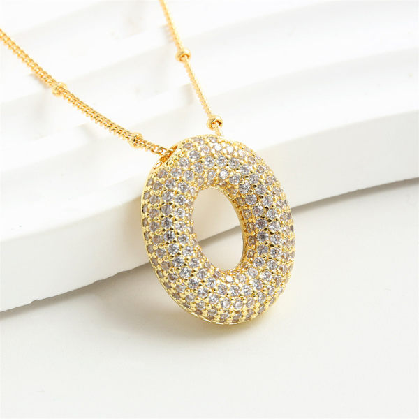 Bokstavshänge Mässing Bubble Letter Halsband Temperament Mode 26 Engelska Bokstav Halsband gold O