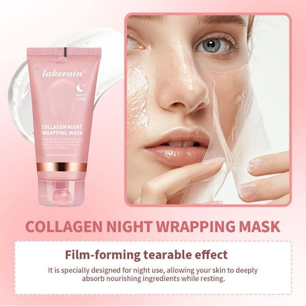 Lakerain-Collagen-Mask for pakning over natten Elastisitet Hydrering Pleie Reduserer slapphet