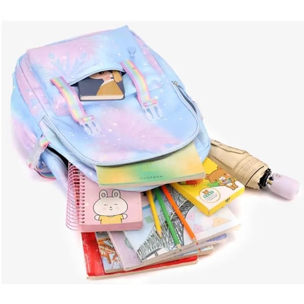 Stitch Flickor Skolväska Stor Kapacitet Stitch Ryggsäck Casual Rosa, Flerfärgad A
