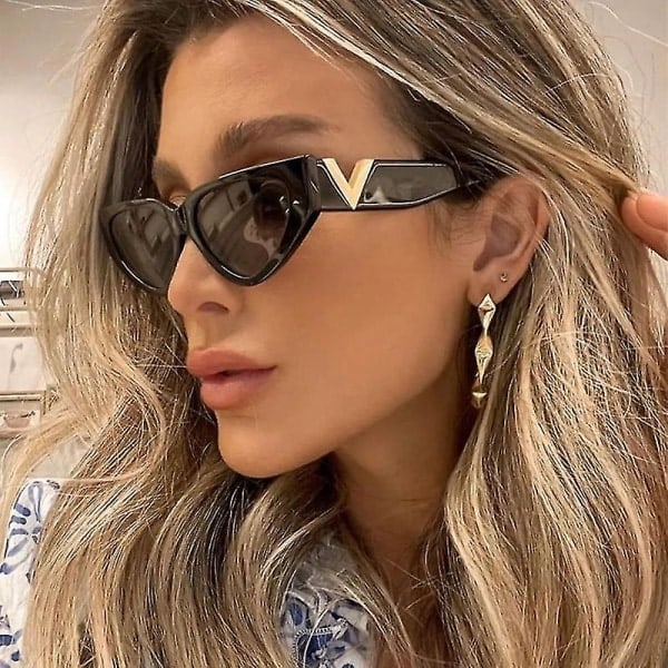 Vintage Cat Eye Solbriller Dame 2023 Trend Luksus V Mærke Designer Solbriller Dame Briller Uv400 Gafas De Sol Mujer Klar Te Som Vises