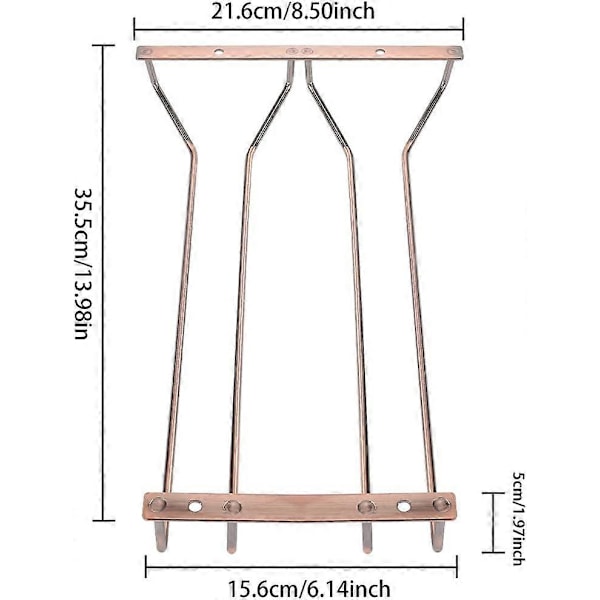 14\" Bronze Vinglas Holder til Underskabe, Vinglas Holder, Vinglas Opbevaringsholder, 2 Rækker