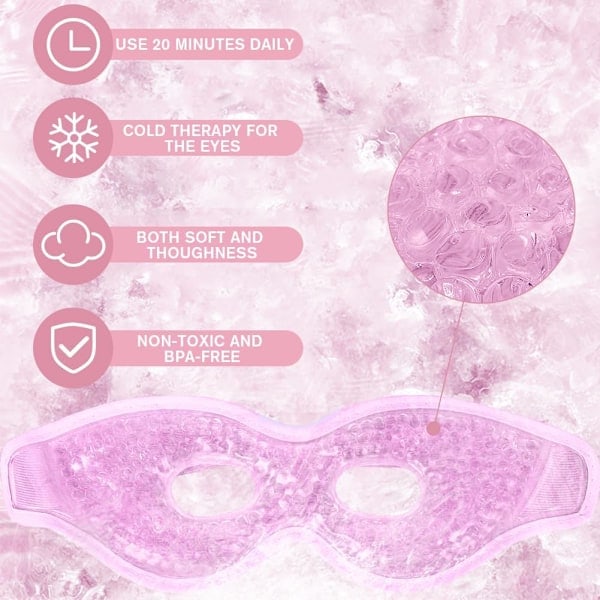 Kylande ögonmask, återanvändbar gelmask för svullna ögon, varm/kall terapi för huvudvärk 2PCS