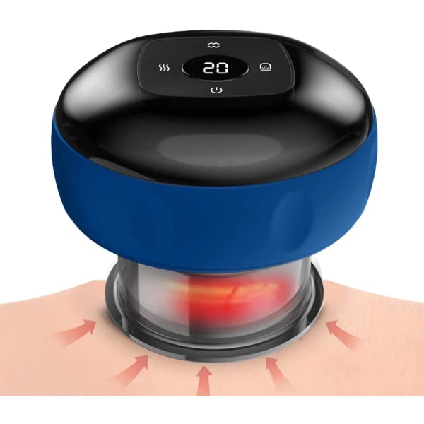 Elektrisk Cupping Massager Med Red Light Vibration blue