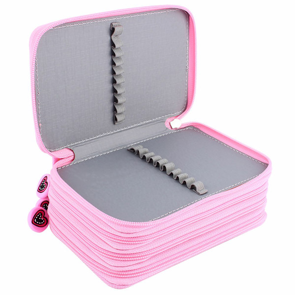 Flerlags Oxford fargestift-arrangørveske, 72 spor, stor kapasitet, rosa Pink