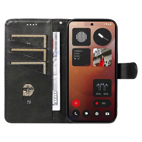 Plånboksfodral för Nothing Phone (3a) Pro T-Formade Linjer Läder Telefonskal Ställ Svart