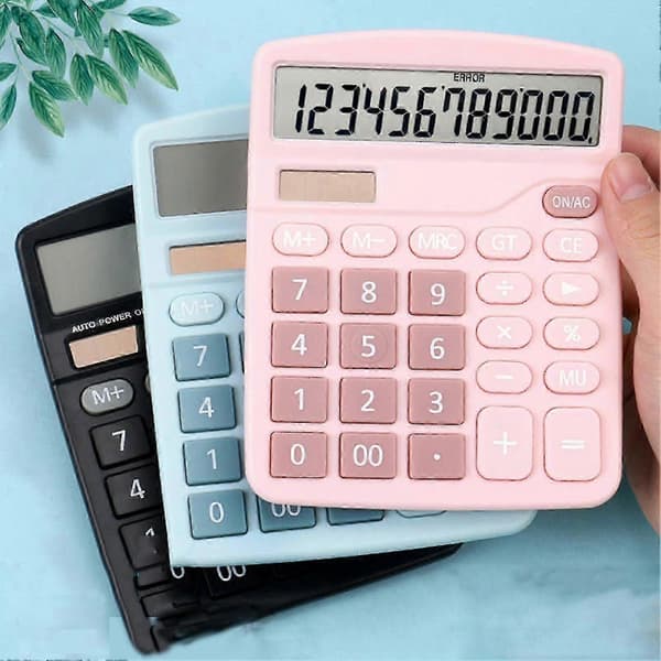 Bordskalkylator Standardfunktion med 12-siffrig Stor LCD-display Solceller & Batteri