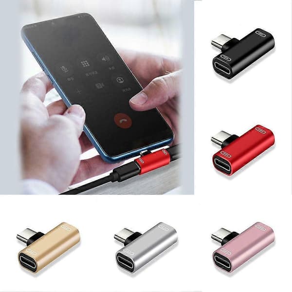 2 in 1 Dual USB-C Type C -jakajasovitin kuulokkeille Androidille silver/C