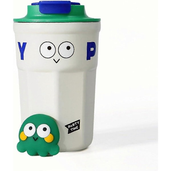 Isolerad Kaffe Resemugg Tumbler Kallvattenkopp Kaffekopp Dubbelväggig Dricktermosmugg För Vinterutflykter Bilresa Gym, Vit