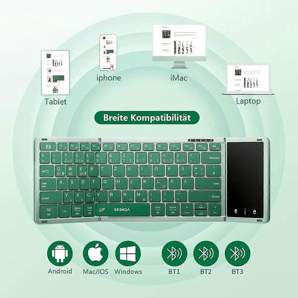 Foldbart Bluetooth-tastatur med trådløs touchpad til iPad-smartphone
