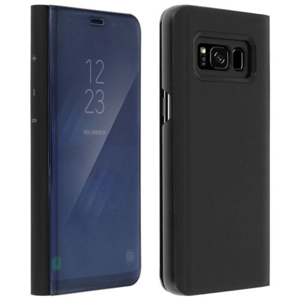 Samsung Galaxy S8 Musta Peiliefekti Läpinäkyvä Flip-kotelo - S