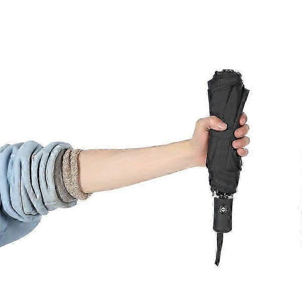 Automatisk Lille Kompakt Rejseparaply - Sort