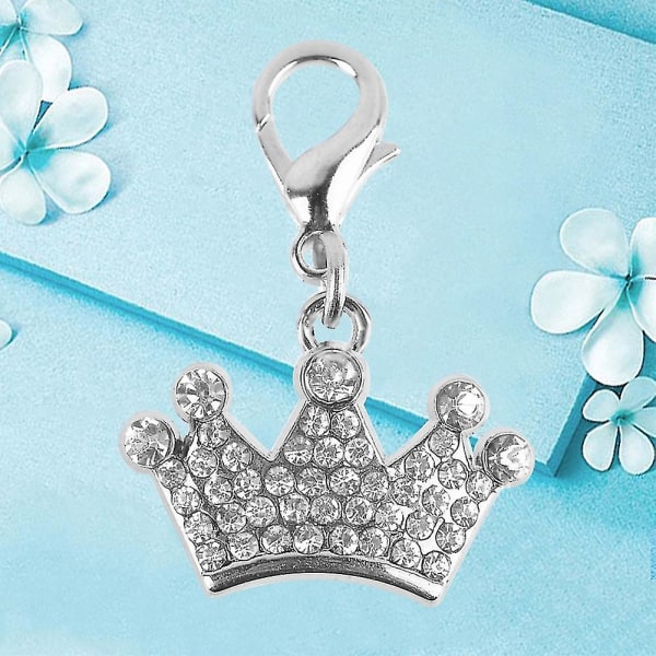 Mode Rhinestones Crown Pendant Nyckelring Hund Hängningar Dekor Pet Accessoarer Silver