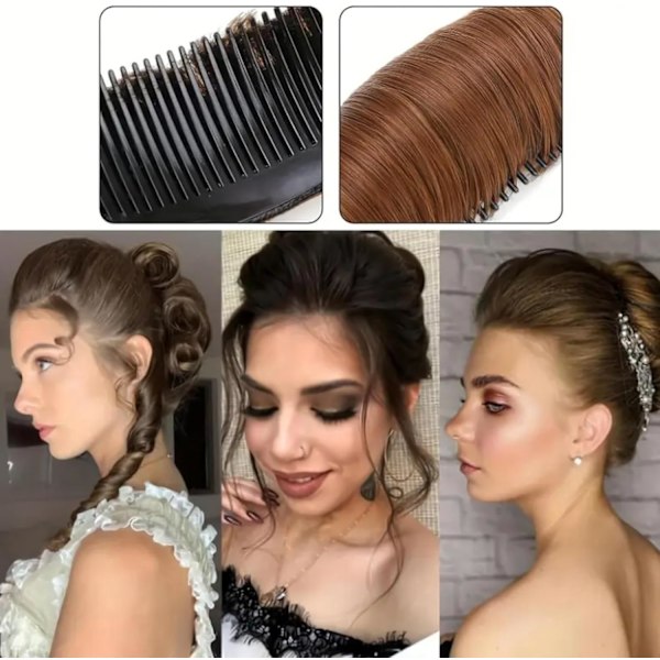 Hårkudde Hårstyling Tillbehör, Guld Fluffig Osynlig Hårkudde för Kvinnor, Naturlig Hårknutsklämma för Flickor (Mörkbrun)