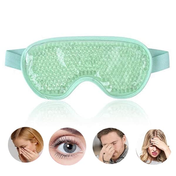 Øyemaske, gjenbrukbar perle-ispose, varm og kald terapi