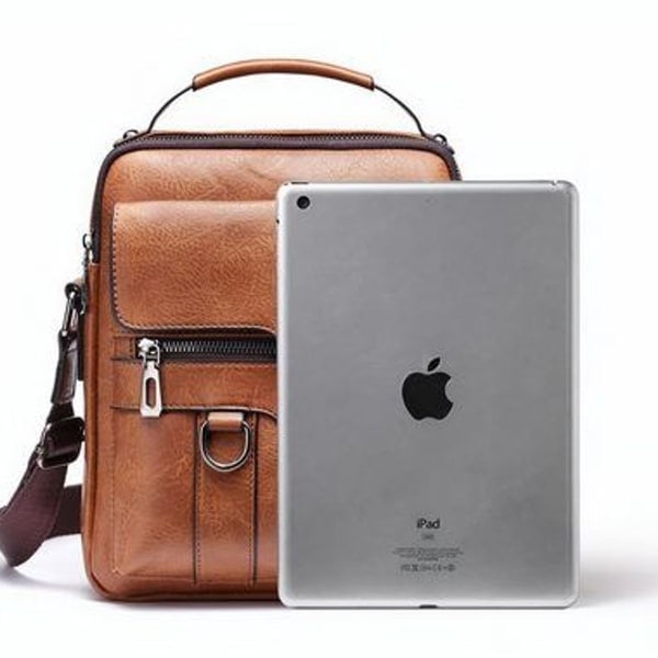 Herre skuldertaske i vintage læder, crossbody taske