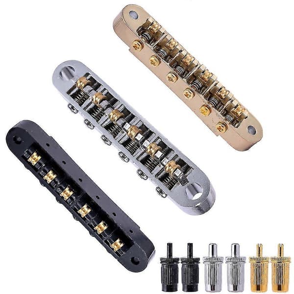 Gitar Roller Saddle Bridge Tune O-matic Bridge med rullesadel i sinklegering Silver